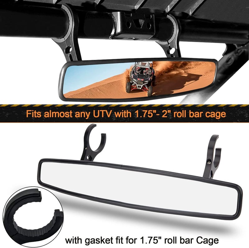 CMOOD UTV Side Rear View Mirror With 1.75" to 2" Roll Bar Cage Compatible with Polaris RZR Honda Pioneer Yamaha Rhino Kawasaki Teryx, With Center View Mirror - Image 3